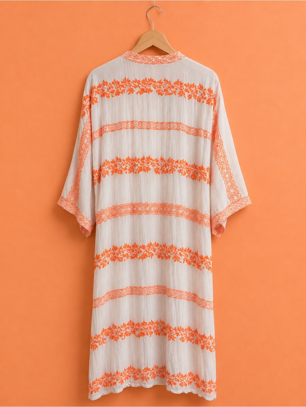 Hale Bob Bamboo Resort Kimono Robe Cover-Up Orange Cream Small NWT - Picture 10 of 10